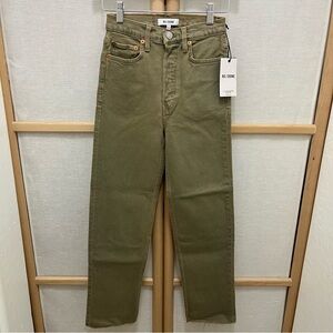 RE/DONE 70's Ultra High Rise Stove Pipe Jeans in Washed Sage Size 23